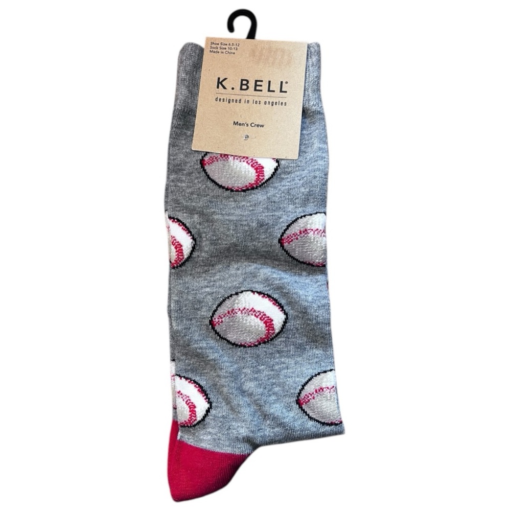 K. Bell Men’s Novelty Crew Socks Baseball